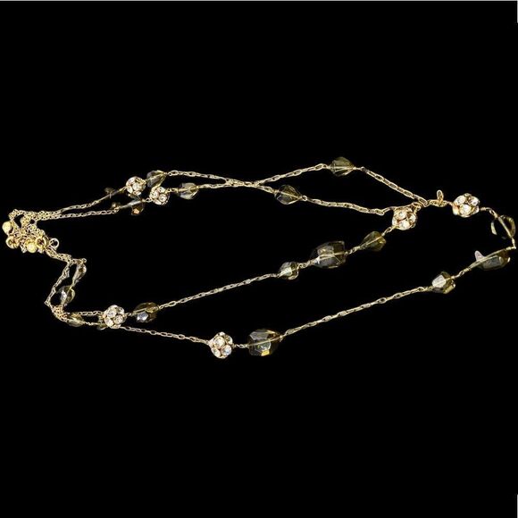 J Crew Necklace Gold Tone Amber Color Stones 30” adjustable-2 necklaces - Picture 4 of 9